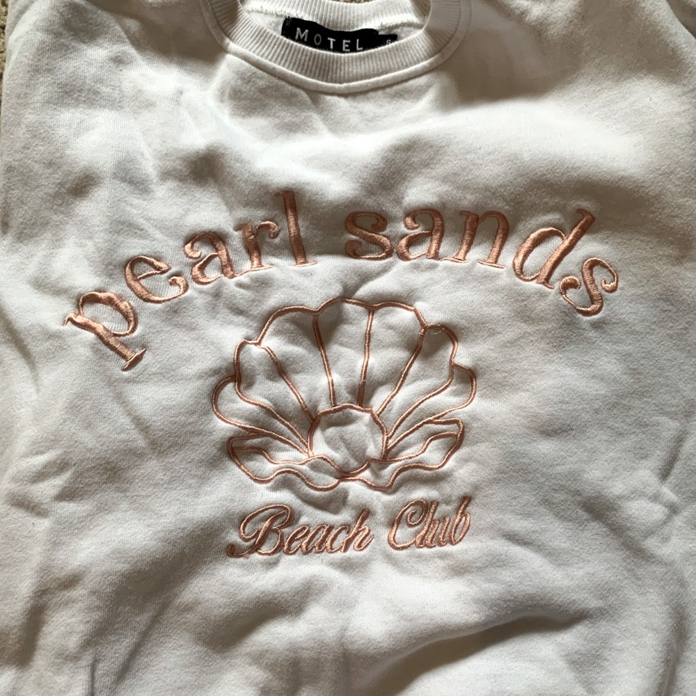 Sweatshirt in white pearl sand embroidery from Motel Rocks Size small